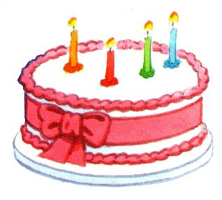 Birthday Cake Candles on Cake With 4 Candles   Right Click To Save